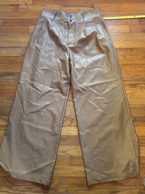 Fifteen Twenty Metallic Gold Wide-Leg Pants